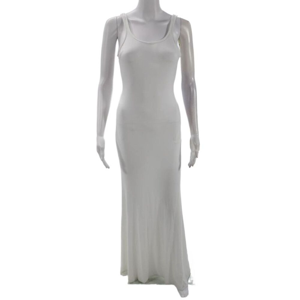 LaQuan Smith Womens Backless Gown with Train Detail - White Size M